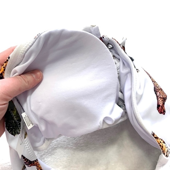 Cupshe White Leopard Palm Bandeau Bikini Top Size Large - Picture 8 of 14